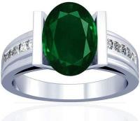 Mens Platinum Rings With Channel Set Princess Cut Diamonds Accenting A 1.99ct Untreated Oval Shape Emerald