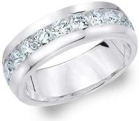 Platinum Diamond Men's Channel Set Ring (2.0 cttw, F-G Color, VS1-VS2 Clarity)