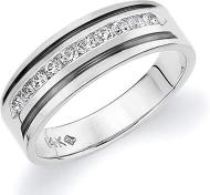 Platinum Men's Diamond Ring with Black Rhodium (1.5 cttw, E-F Color, VVS1-VVS2 Clarity)