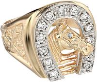 Men's 14k Two-Tone Gold Diamond Horseshoe Wedding Band