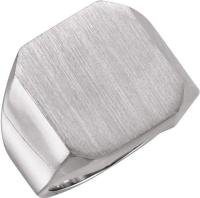 Men's Brushed Signet Ring, Platinum (18X16MM)