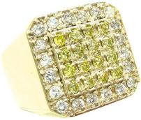 Traxnyc 14K Yellow Gold 1.80 Carat Mens Genuine Round Cut White and Canary Diamond Ring