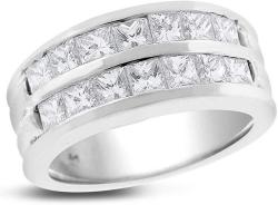 3 Ct. Natural Superfine Diamond Double Row Princess Cut Men's Ring in Platinum