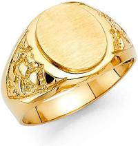 Solid 14k Yellow Gold Mens Round Ring Fancy Band Diamond Cut Polished Finish Genuine 18MM