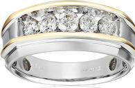 Men's 14k Two-Tone Gold 1 Carat Diamond Artisan Wedding Band