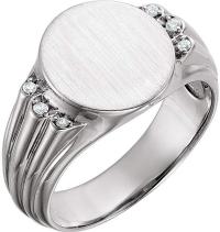 Men's Platinum Diamond Round Signet Ring (.07 Ctw, G-H Color, SI2-SI3 Clarity)