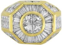 Diamond Ring, 18K Yellow Gold Diamond Mens Ring