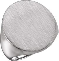 Platinum Men's Brushed Signet Semi-Polished Ring (22x20mm)