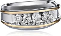 Mens 10k Two-Tone Gold 1 Carat Diamond Artisan Wedding Band