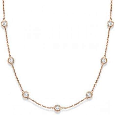 1.48 Tcw Natural Diamond By The Yard Necklace,14k Rose Gold