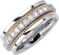 1.00ct TDW White Diamonds Two Tone Platinum-18K Braided Men's Wedding Band