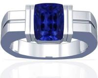 Platinum Emerald Cut Blue Sapphire Mens Ring