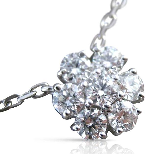 Milano Jewelers .96ct Diamond 14kt White Gold Flower Cluster By The Yard Necklace