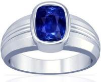 Platinum Cushion Cut Blue Sapphire Mens Ring