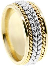 American Set Co. Men's Two Tone 14K Yellow White Gold Braided 8mm Comfort FIT Wedding Band