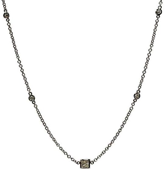 Precious Stars Jewelry 14K White Gold 5-Stone DiamondS by The Yard Necklace