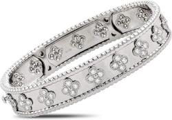 18K White Gold Diamond Bangle Bracelet