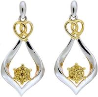 Natural Yellow Diamond Drop Earrings With .16 Carat of Diamonds in 14kt White & Yellow Gold