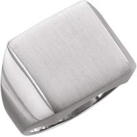 18K Palladium White 20 mm Square Signet Ring - Size 10 in 18k White Gold