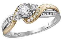 14kt White Two-tone Gold Womens Round Diamond Solitaire Bridal Wedding Engagement Ring