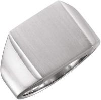 18K Palladium White 18 mm Square Signet Ring