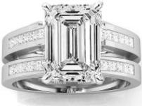 3.5 Ctw 14K White Gold Channel Princess Cut GIA Certified Diamond Engagement Ring Bridal Set Emerald Shape