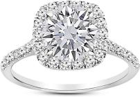 2.5 Carat 14K White Gold Halo GIA Certified Round Cut Diamond Engagement Ring