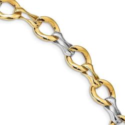 Jewelry Bracelets Chain Styles Leslie's 14K with White Rhodium Polished Fancy Link Bracelet