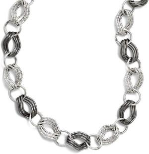 14k Black Rhodium Plated White Gold Fancy Link Necklace