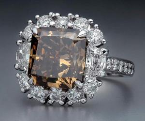 8.17 Carat Fancy Brown Diamond Halo Engagement Ring 14k White Gold