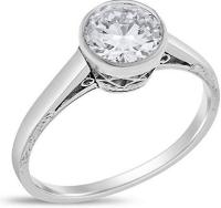 Desire My Diamonds 1.03 Ct. Vintage Art Deco Bezel Set Solitaire Engagement Ring in Solid Platinum