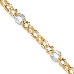 Jewelry Bracelets Link Bracelets 14k with Rhodium Fancy Link Bracelet