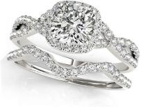 Twisted Cushion Moissanite Bridal Sets Palladium (0.57ct)