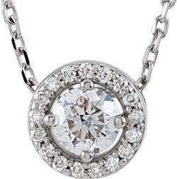 Diamond Halo Necklace, Rhodium-Plated 14k White Gold