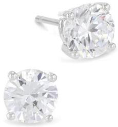 2 Carat GIA Certified Solitaire Diamond Stud Earrings Round Brilliant Shape 4 Prong Push Back