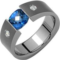 Beautiful Sapphire & Diamond Titanium Ring
