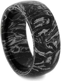 Black and White Composite Mokume Sleeve 10mm Comfort-Fit Matte Titanium Ring