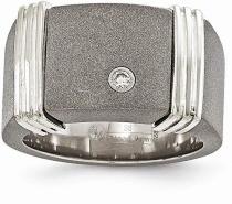 Edward Mirell Titanium & Argentium Sterling Silver Diamond Signet Ring