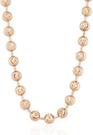 Solid 14k Rose Gold 5mm Moon Cut Ball Beaded Chain Necklace 30 Inches