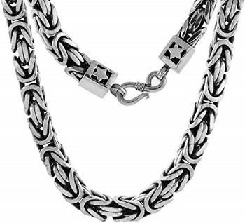 10mm Sterling Silver square Byzantine Chain Necklaces and Bracelets