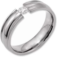 Jewelry Adviser Rings Titanium Grooved 6mm Diamond Polished Band