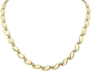 14K Two-Tone Yellow & White Gold 6.5mm Teardrop and Ball Chain Necklace - 17 Inches