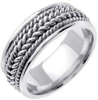 Titanium & Sterling Silver Hand Braided Wedding Ring Band for Women