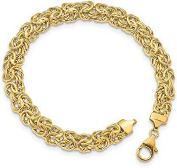 14k Yellow Gold Byzantine Link Bracelet 8 Inch Chain Fine Jewelry Gifts For Women For Her