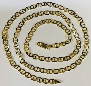 14K Solid Yellow Gold Anchor Mariner Link Chain Necklace 5.4 Mm