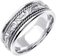 Titanium & Sterling Silver Hand Braided Comfort Fit Wedding Ring Band for Women