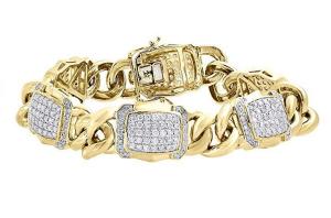 10K Yellow Gold Miami Cuban Link Diamond Bracelet 8.5 Inches Pave Domed Style 4.81 CT