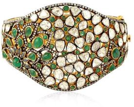 Diamond Spinel Emerald Gold Bangle Bracelet Silver Jewelry