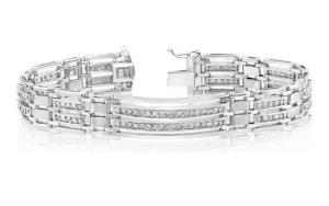14k White Gold Men'S Bracelet Mb-1677 Diamond 2.5ct Tw