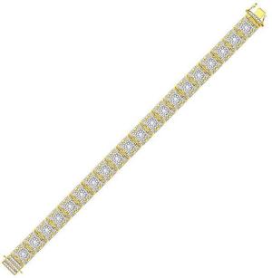 10kt Yellow Gold Mens Round Diamond Cluster Link Bracelet